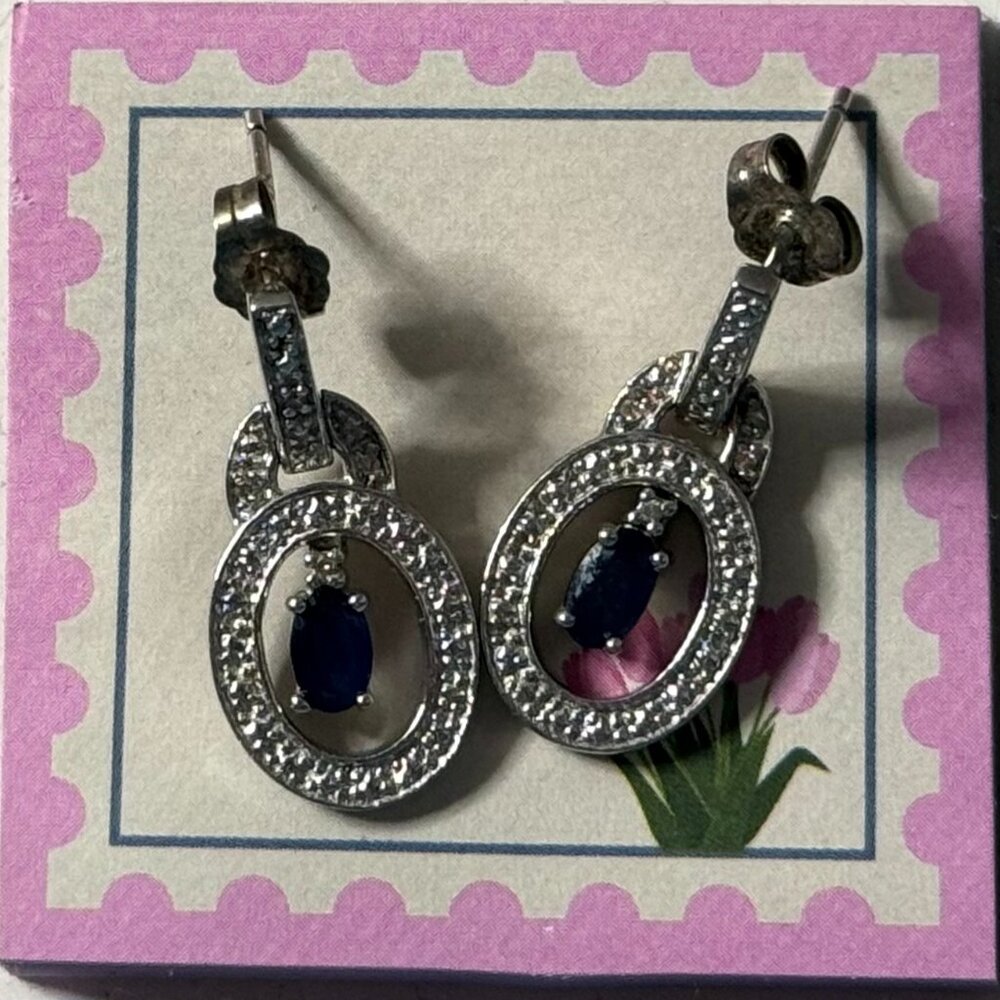 Sterling Silver Blue Stone Earrings